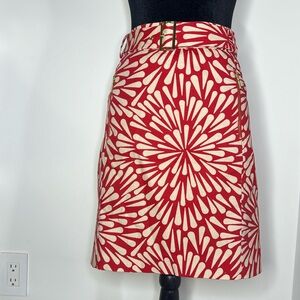 Talbots Petites Floral coral pencil skirt with belt women’s size 16P